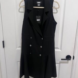 DKNY Black Double-Breasted Mini Dress